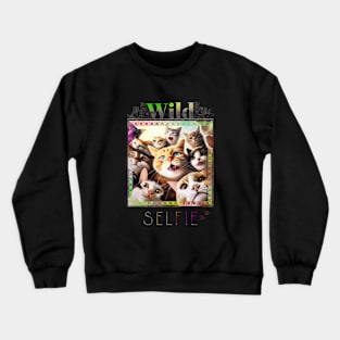 Cat Pet Wild Nature Funny Happy Humor Photo Selfie Crewneck Sweatshirt